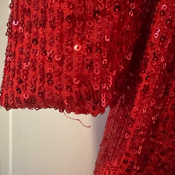 One33 Social Red Sequin Drape Dress Sz 8 - Picture 7 of 11